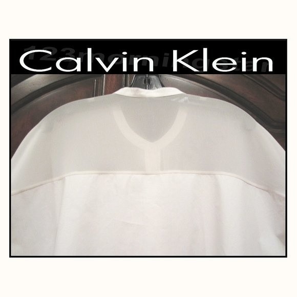 Calvin Klein Jeans NEW Soft Girl Semi-Sheer Panels Mandarin Collar Blouse L - Picture 9 of 11